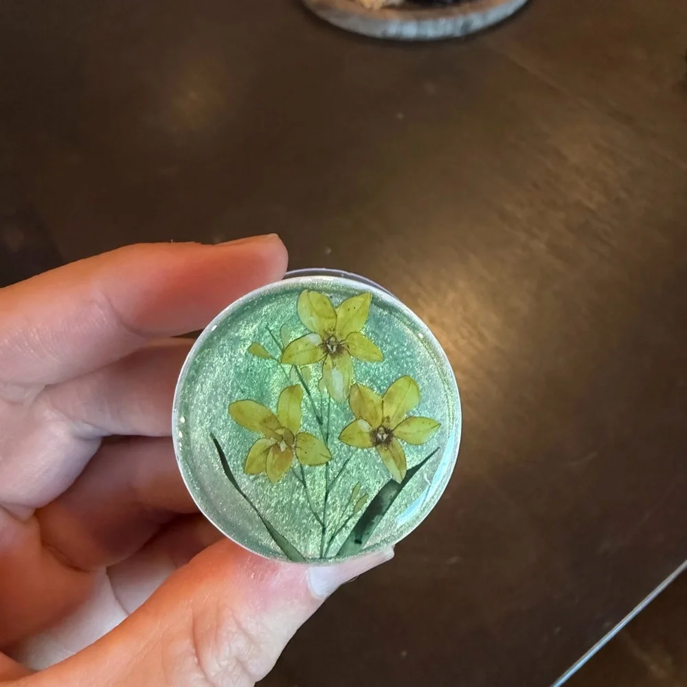 Floral Green Phone Grip Holder